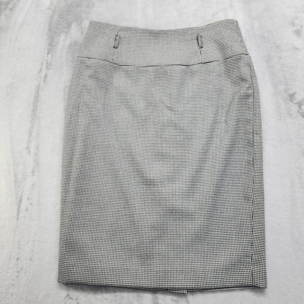Laura Petites Skirt Size 6P‎ Black White Houndstooth Pencil High Waist Back Zip